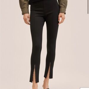 Mango Black Ankle-Cropped Pants with Slit